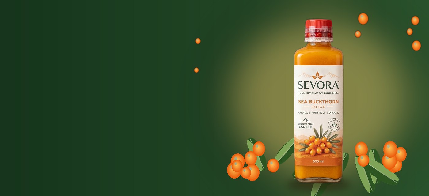 100% pure Sevora sea buckthorn juice bottle